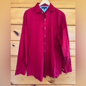 Tommy Hilfiger  Women's Red Long Sleeves 16 1/2 34-35 Pockets Cotton Shirt